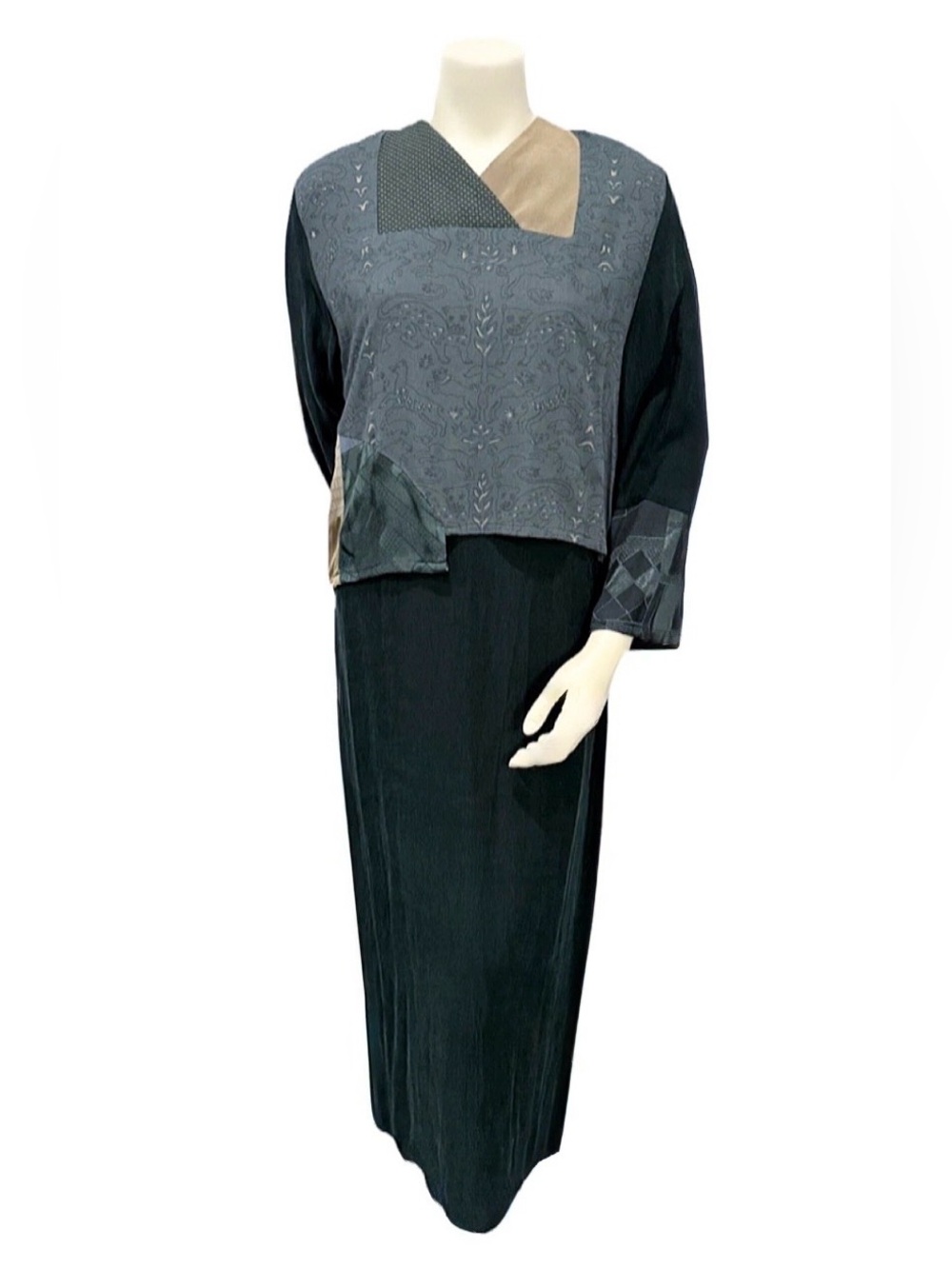 Donna Jessica Wearable Art Patchwork Dress Size 1 (M) Dark Green